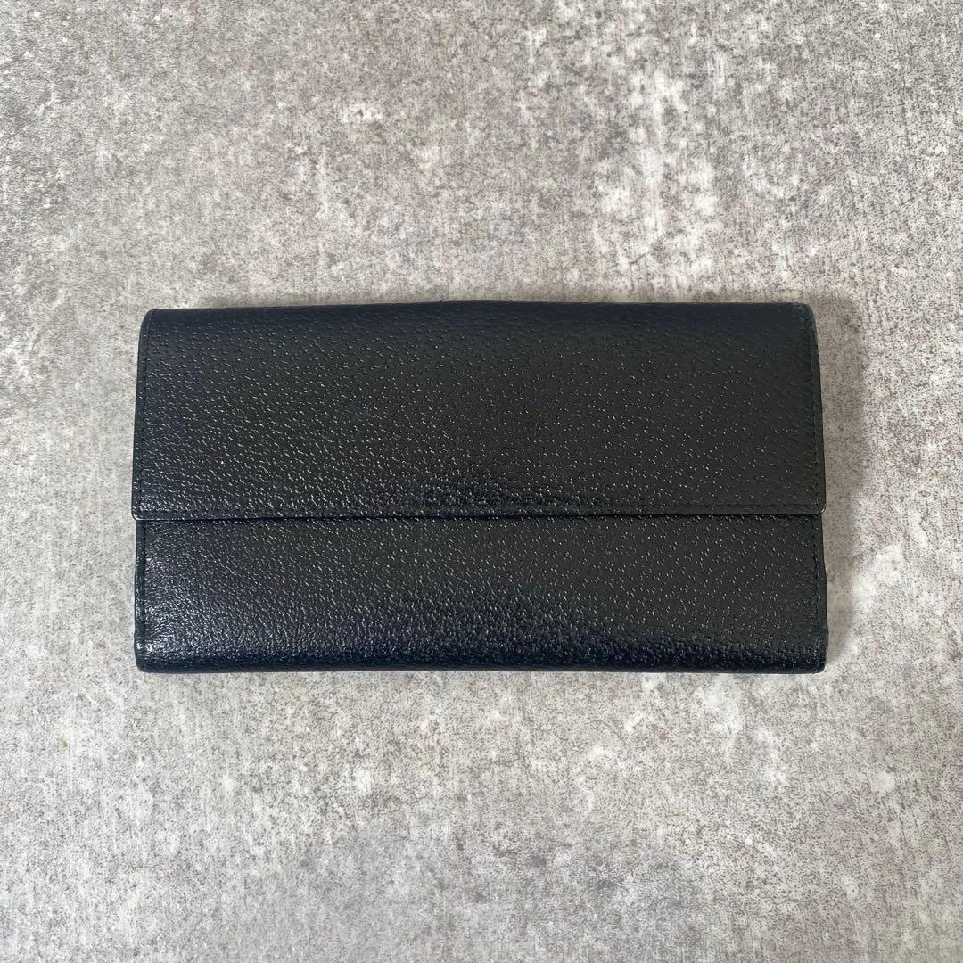 極美品 未使用級　GUCCI グッチ レザー 長財布 ブラック 黒　ロゴ金具