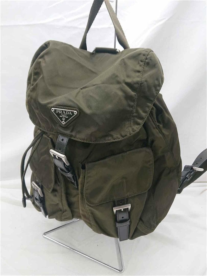♡プラダ PRADA ナイロン バックパック リュックサック カーキ系 メンズ