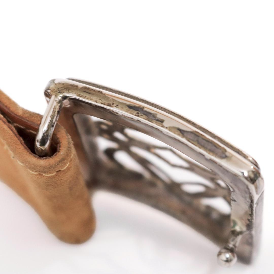 LOEWE ロエベ ベルト 65 キャメル スエード 銀バックル 1017