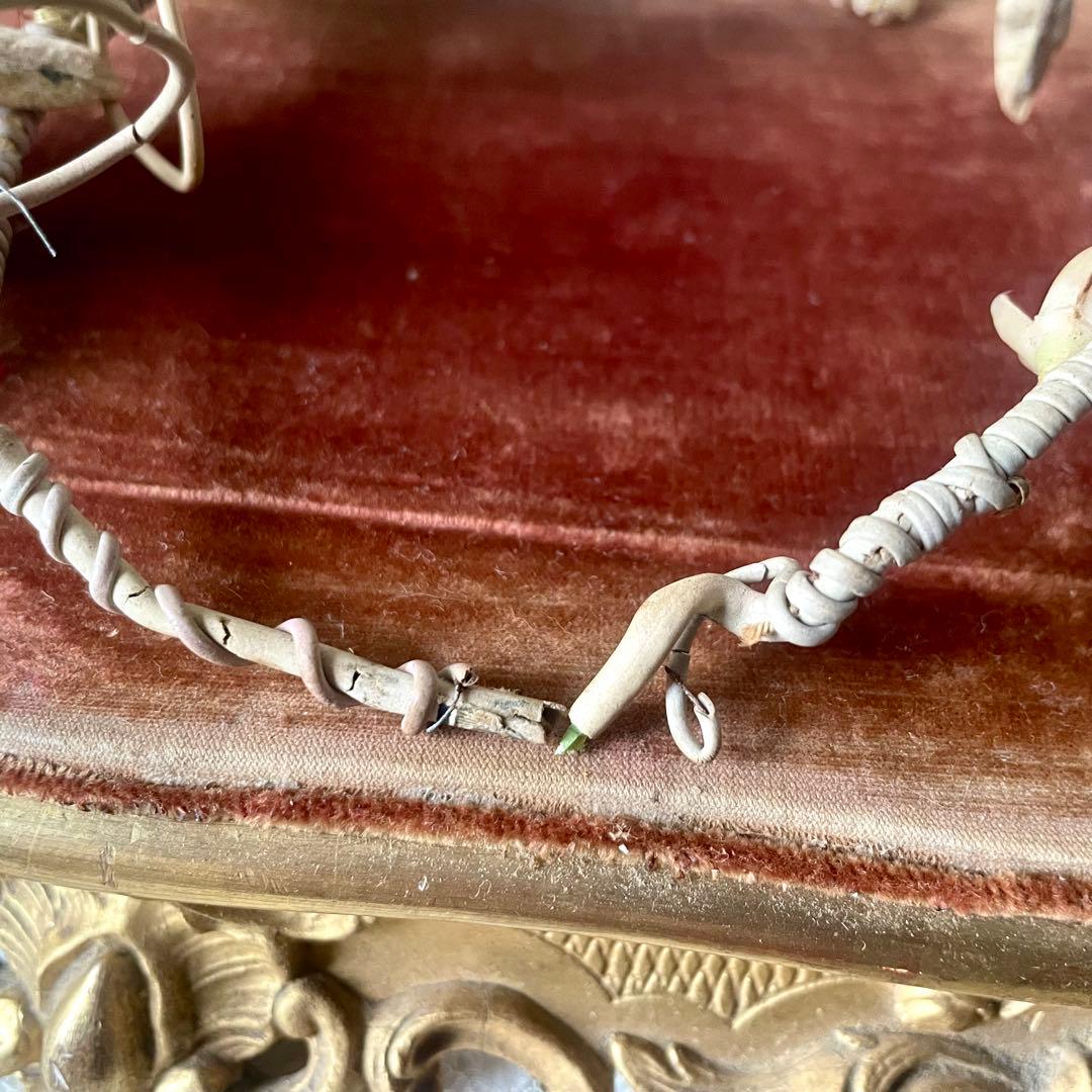 ワックスフラワーティアラ　花冠　ヘッドドレス　マリアージュ　フランスアンティーク