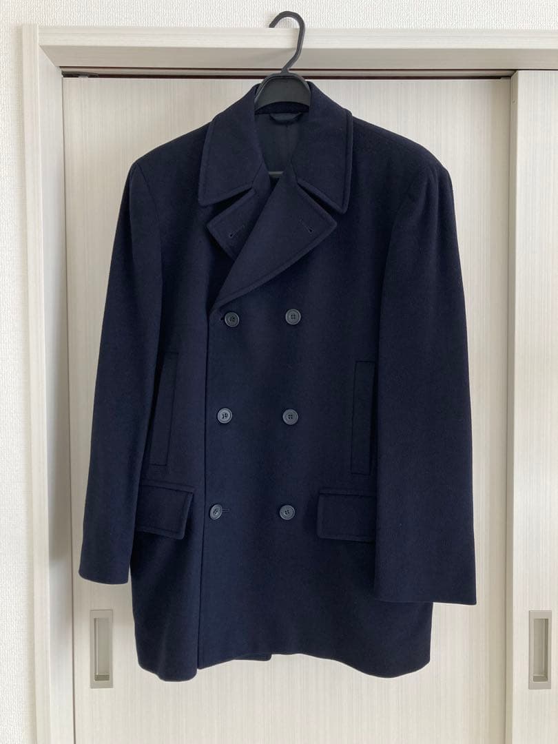 dunhill ネイビー ダブルブレスト ピーコート L