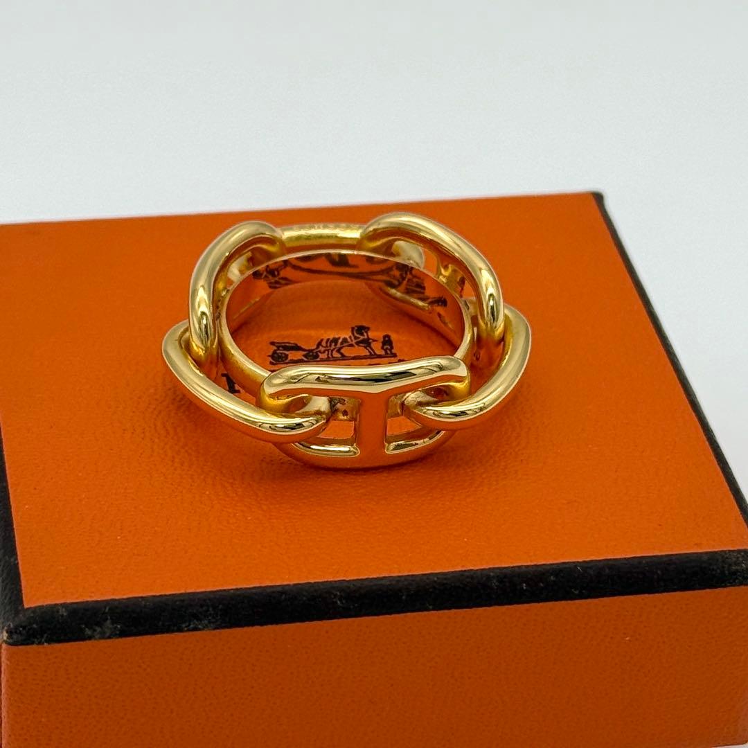 美品 HERMES シェーヌダンクル スカーフリング ゴールド エルメス 箱付き