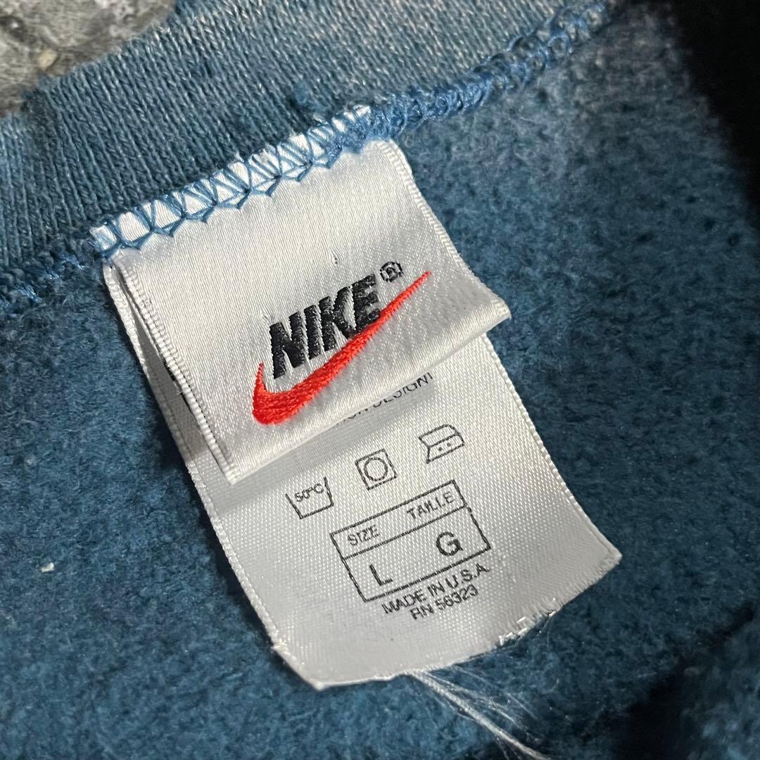 90s NIKE USA製 half＆half 抜染 ボロ トレーナー ロゴ