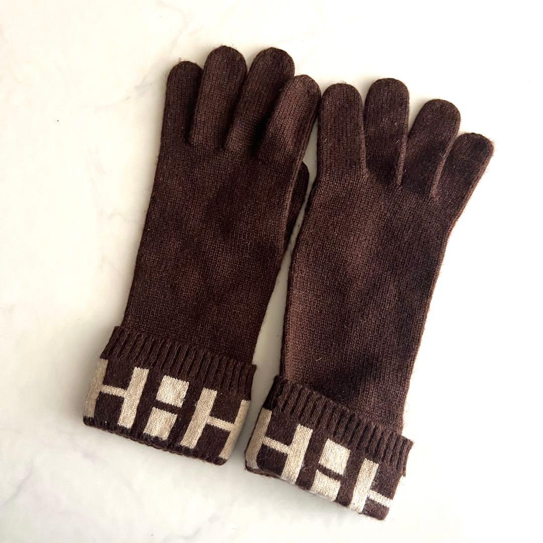 希少 エルメス マルジェラ期 手袋 ニット Hロゴ ブラウン ヴィンテージ