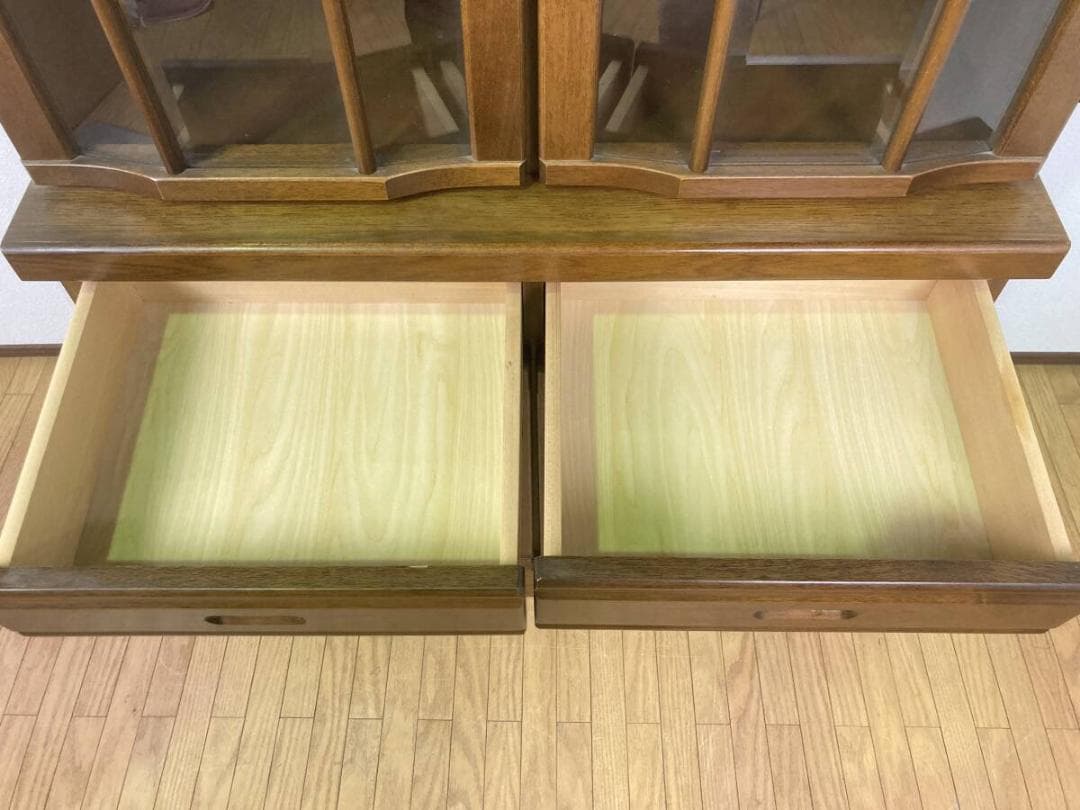 浅川木工 ヴィンテージ風 食器棚 90 飾り棚 キャビネット ダークブラウン