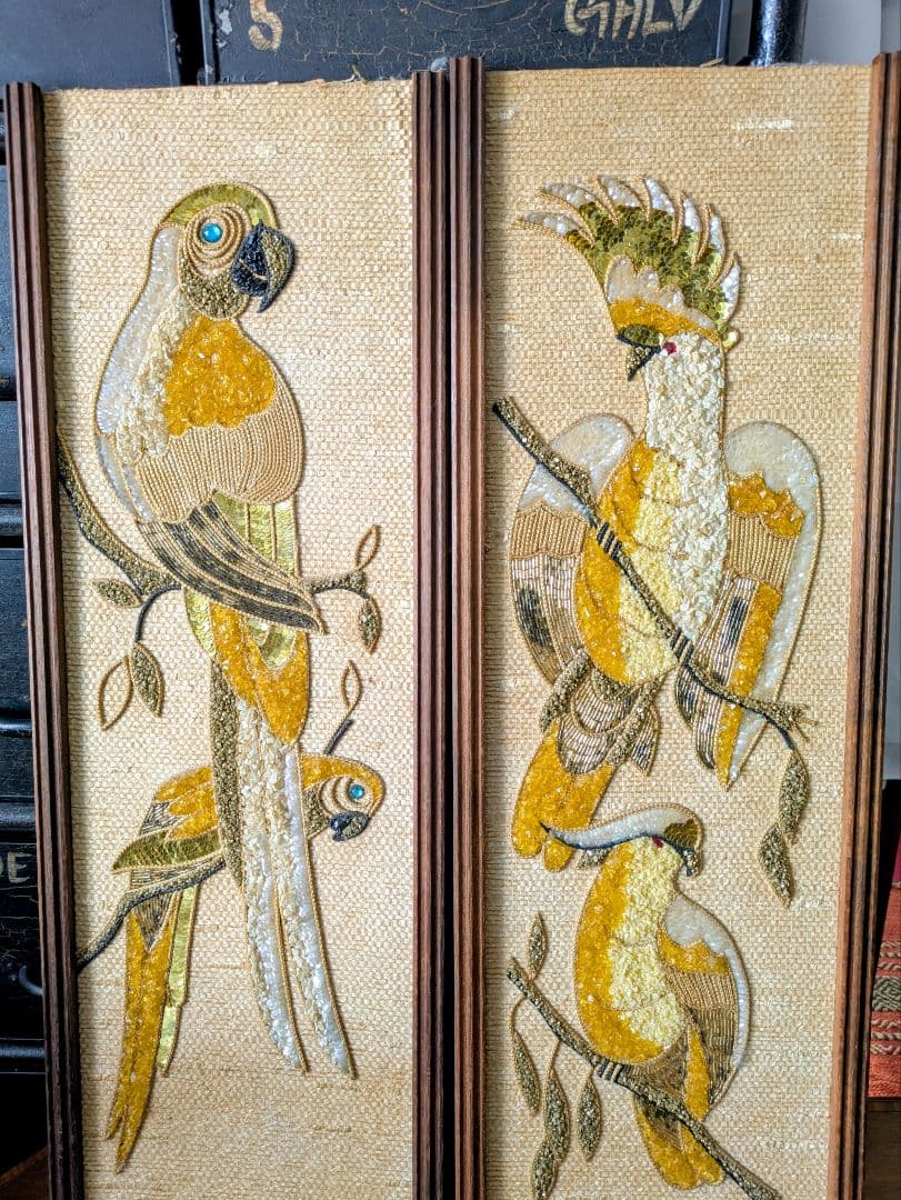 ヴィンテージグラベルアート壁掛け２個セット