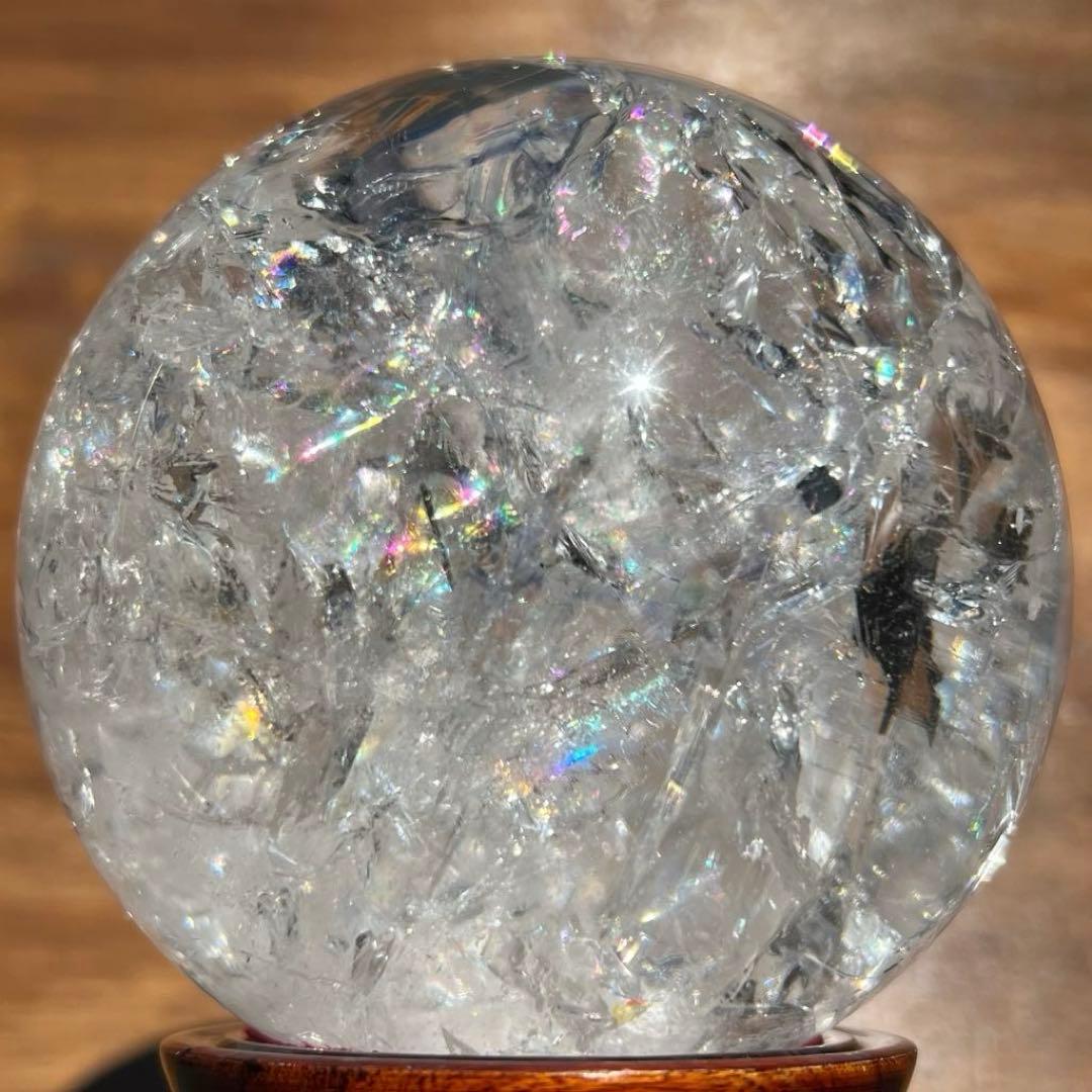 ✳️専用‼️✨超絶美麗の美しさ✨超美麗宝珠✨レインボー 水晶 丸玉 天然石 鑑別書付