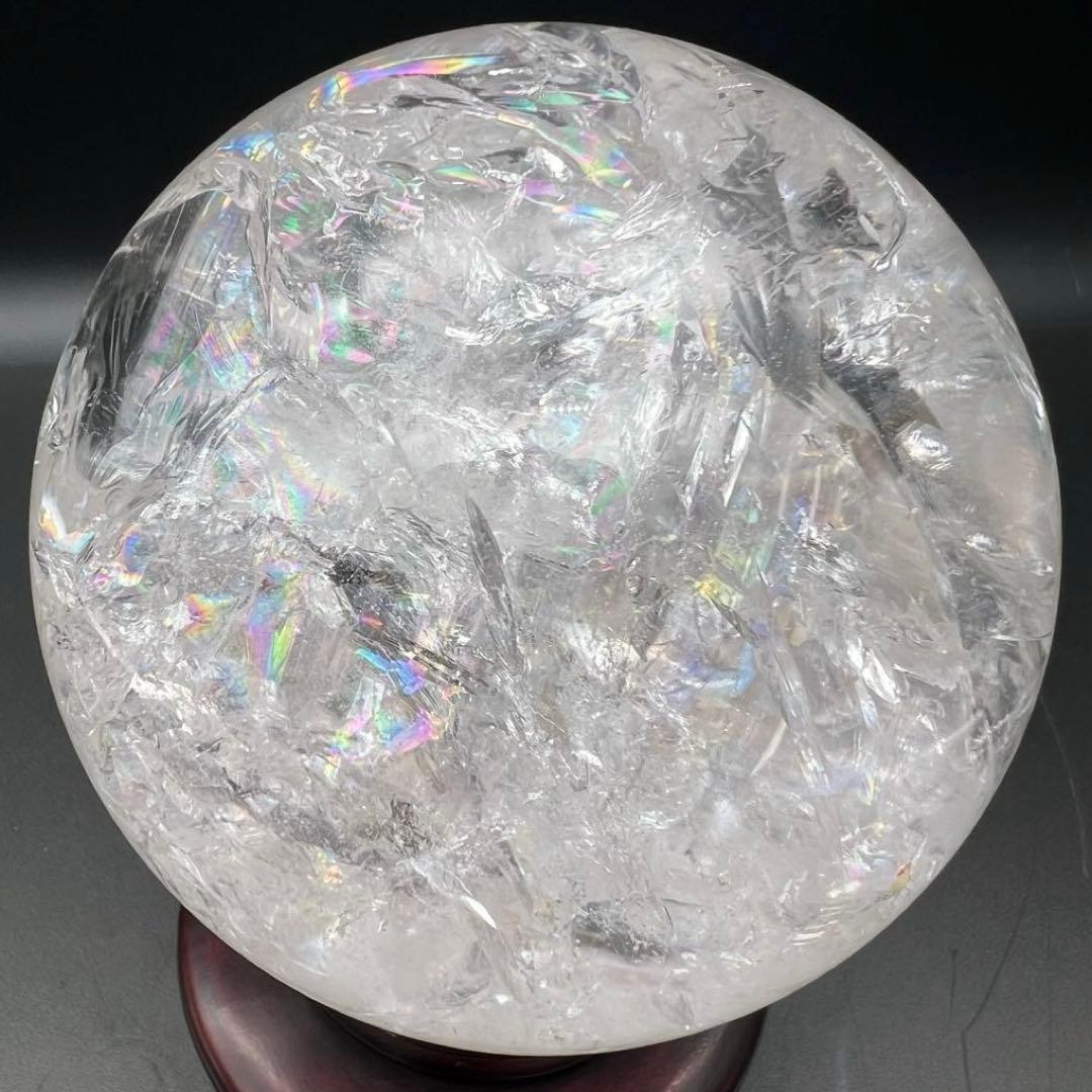 ✳️専用‼️✨超絶美麗の美しさ✨超美麗宝珠✨レインボー 水晶 丸玉 天然石 鑑別書付