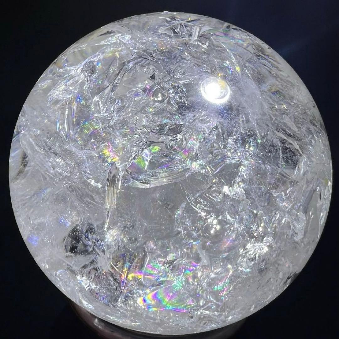 ✳️専用‼️✨超絶美麗の美しさ✨超美麗宝珠✨レインボー 水晶 丸玉 天然石 鑑別書付