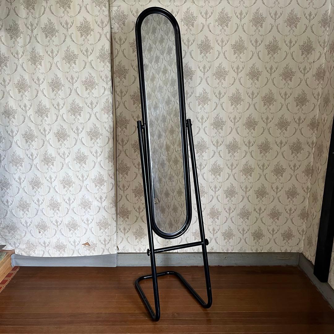 【アンティーク】昭和レトロ アイアンフレーム スタンドミラー 姿見 古道具