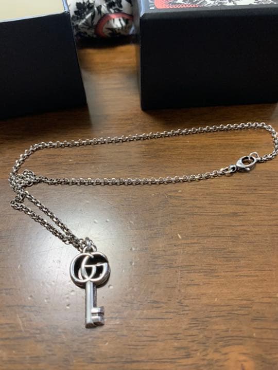 GUCCI/グッチ SV925 ダブルG キー ペンダント/ネックレス