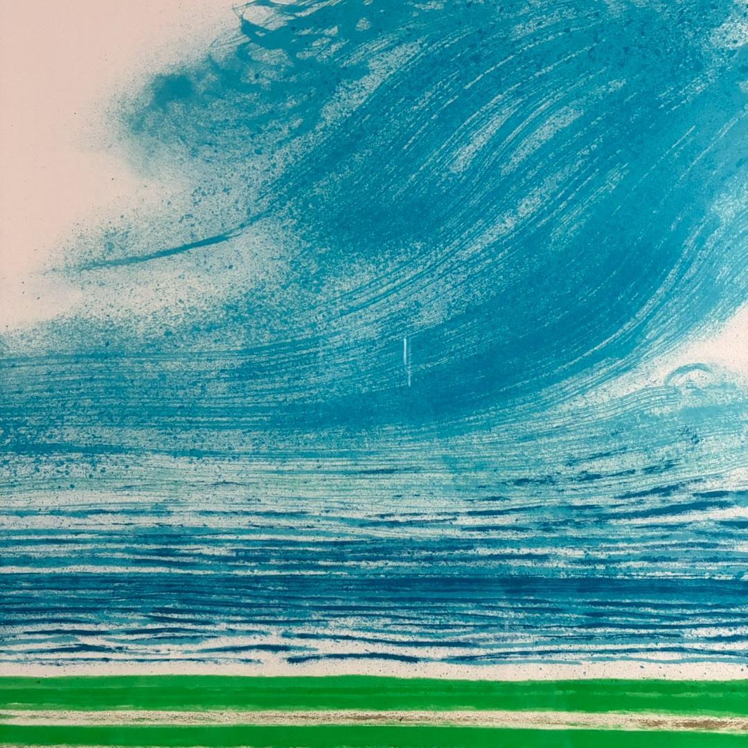 美品 アンドレ・ブラジリエ「海の前のレース」リトグラフ 直筆サイン入り 額縁入り