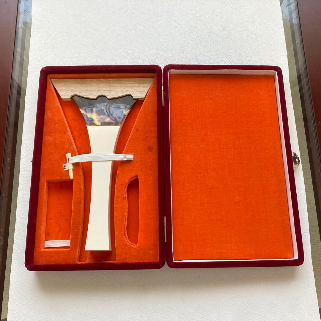 三味線 撥 バチ 鼈甲 べっ甲 ケース付き 弦楽器 音楽 レトロ