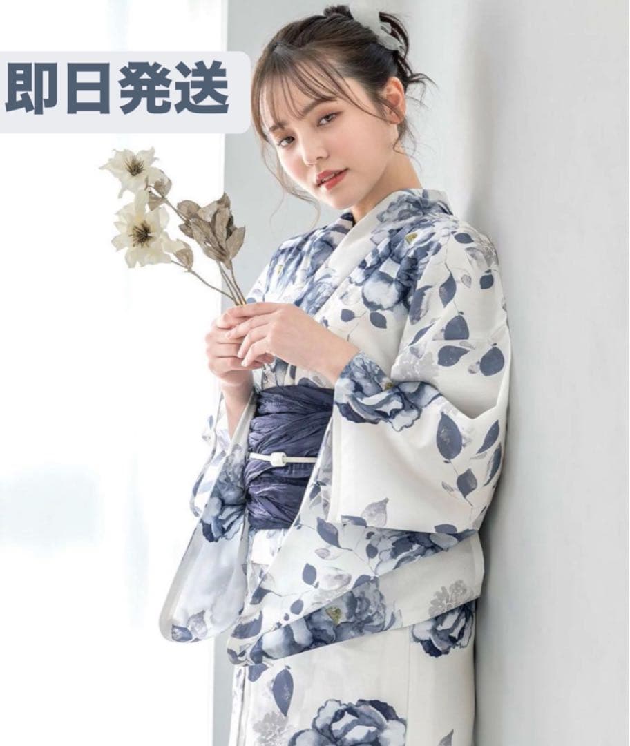 浴衣 2点セット レディース　SOUBIEN 浴衣 青 白 定価13,989円