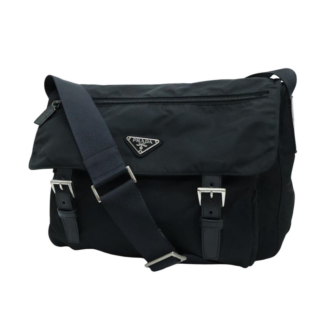 美品 PRADA プラダ ショルダーバッグ 3角プレート 白タグ ブラック