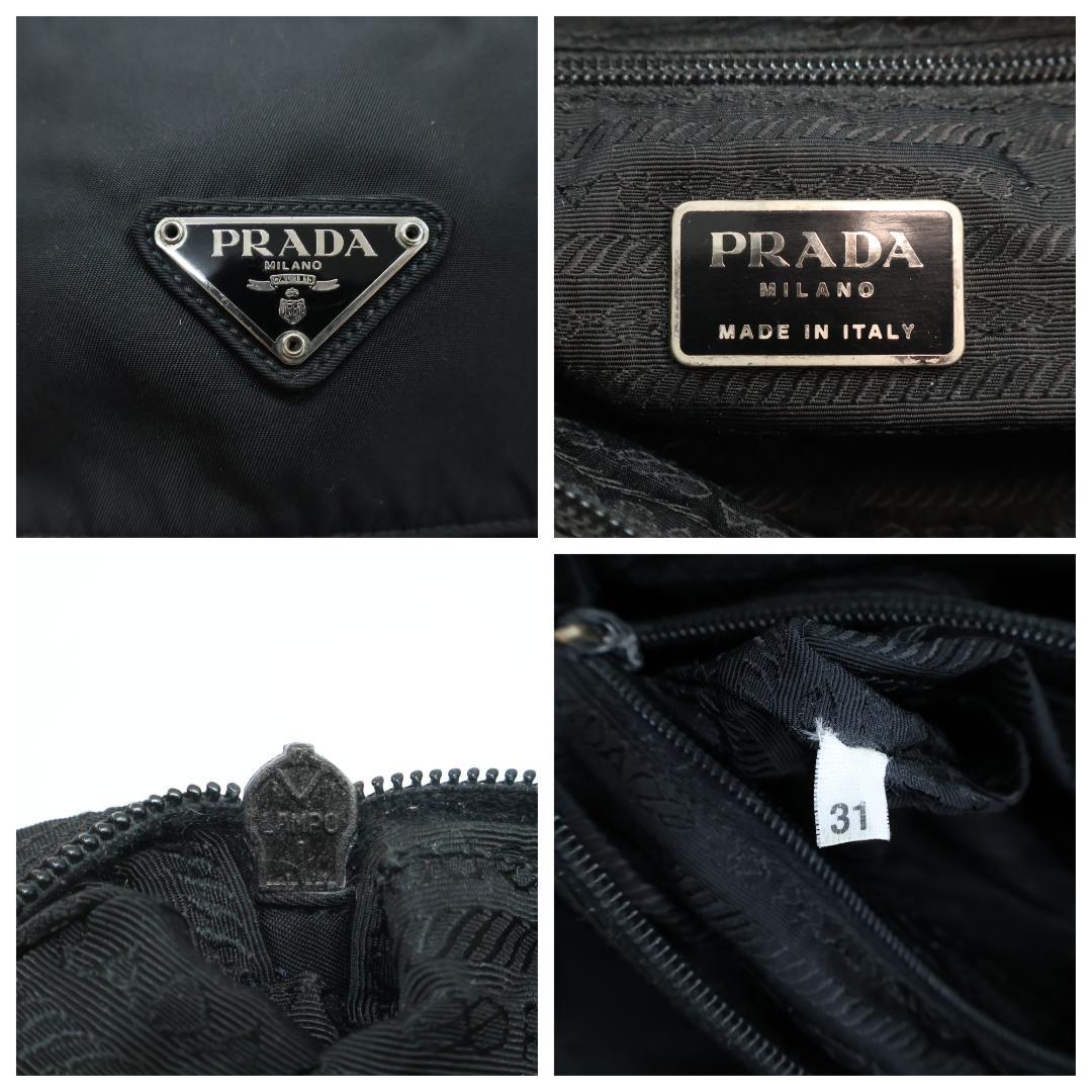 美品 PRADA プラダ ショルダーバッグ 3角プレート 白タグ ブラック