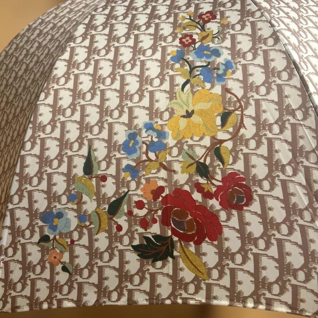 花柄 長傘 ブラウン　クリスチャンディオール　Christian Dior