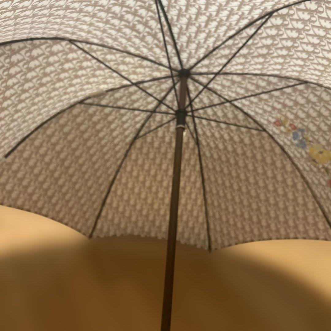 花柄 長傘 ブラウン　クリスチャンディオール　Christian Dior