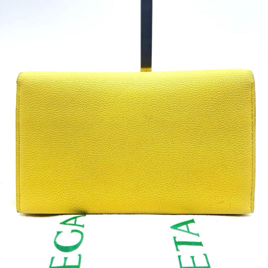 現行✨ボッテガ 長財布 トライアングル レザー 本革 イエロー ゴールド金具