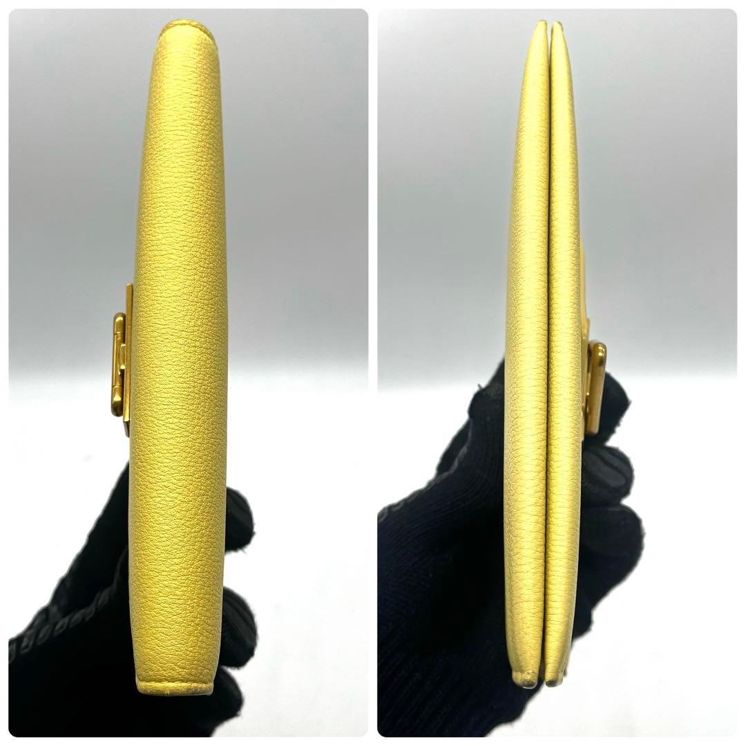 現行✨ボッテガ 長財布 トライアングル レザー 本革 イエロー ゴールド金具
