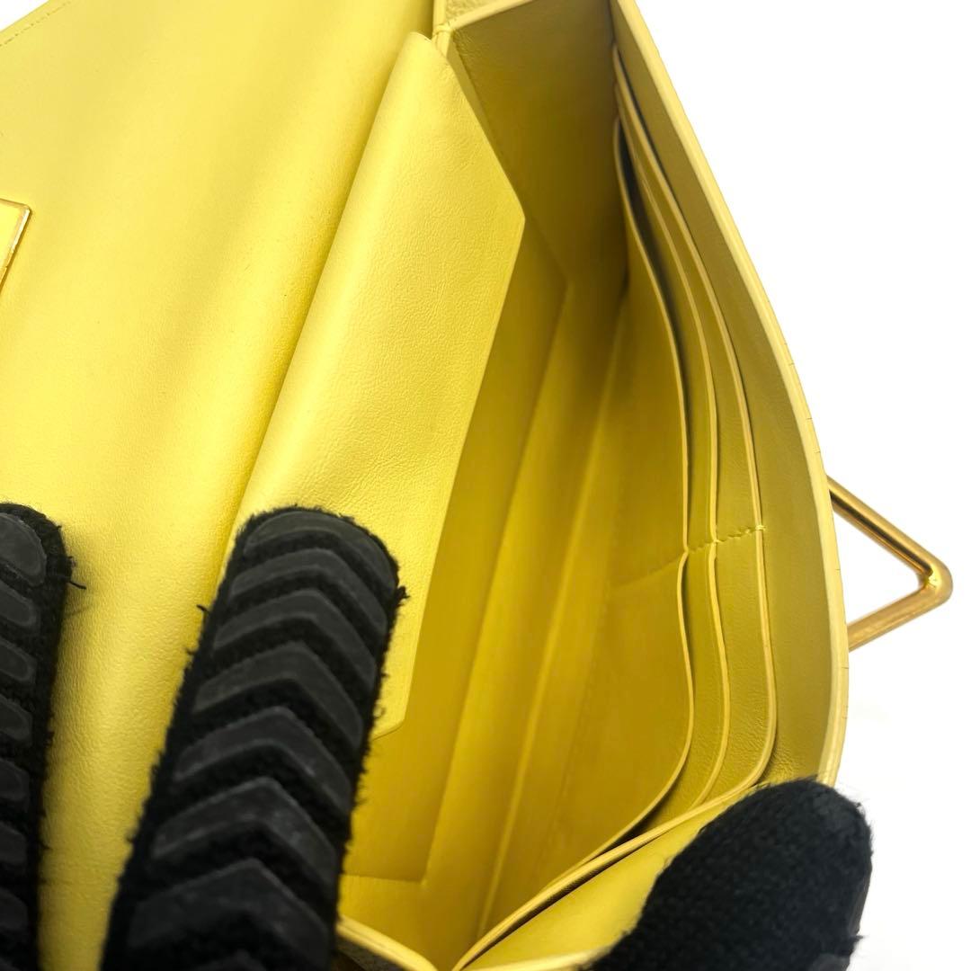 現行✨ボッテガ 長財布 トライアングル レザー 本革 イエロー ゴールド金具