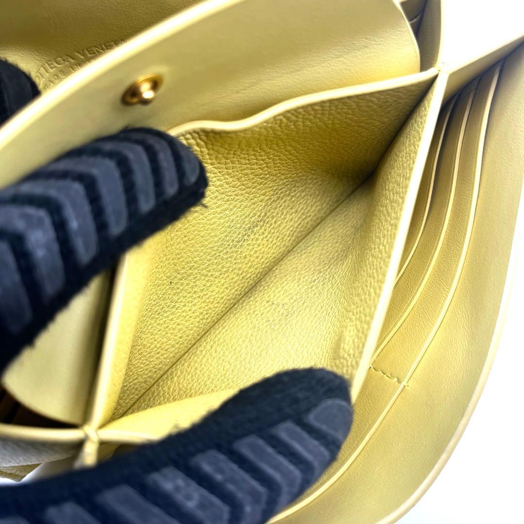 現行✨ボッテガ 長財布 トライアングル レザー 本革 イエロー ゴールド金具