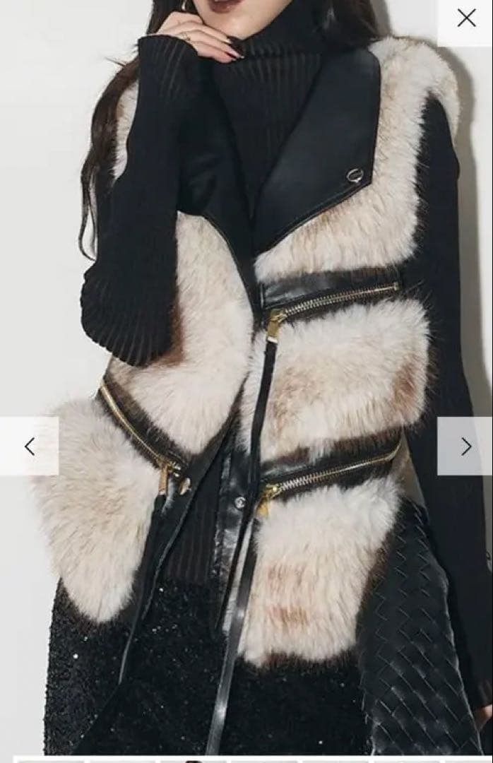 Andrea＆co. フェイクファーライダースベスト