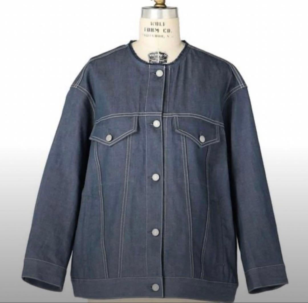 Drawer デニムノーカラージャケット ドゥロワー Gジャン