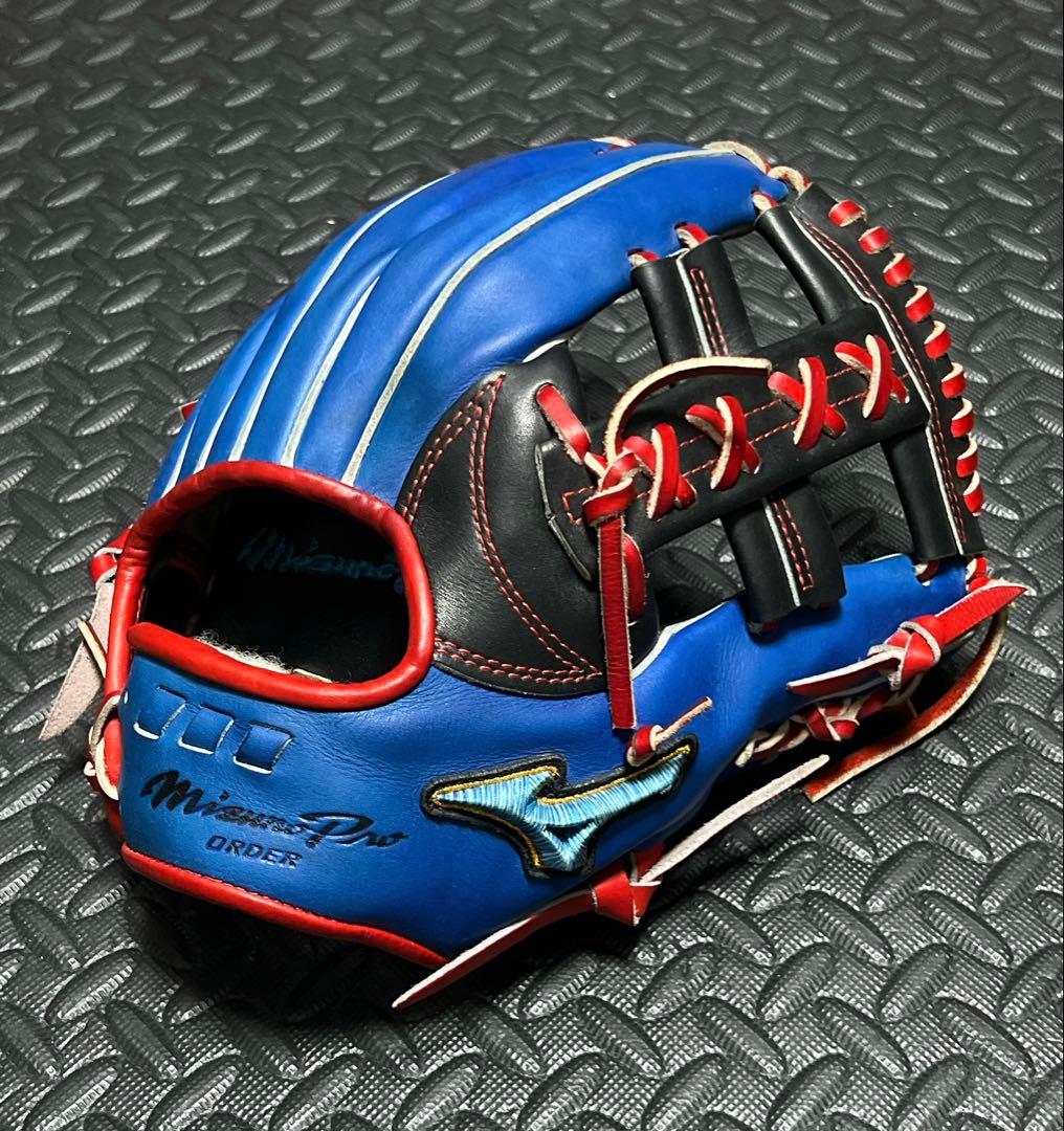 日本製 ミズノプロ オーダー 限定 ダイバーシティブルー 軟式 内野用 グローブ