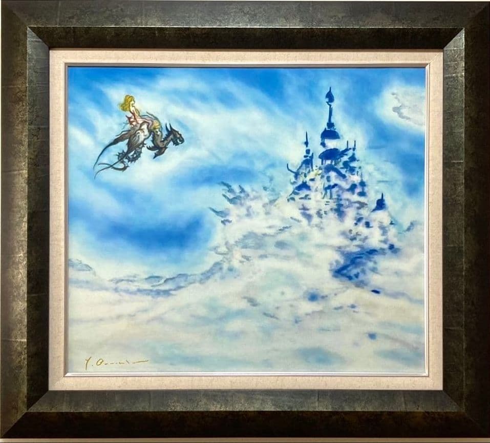 天野喜孝【雲海の城】肉筆/油彩/手描き/表裏サイン有り