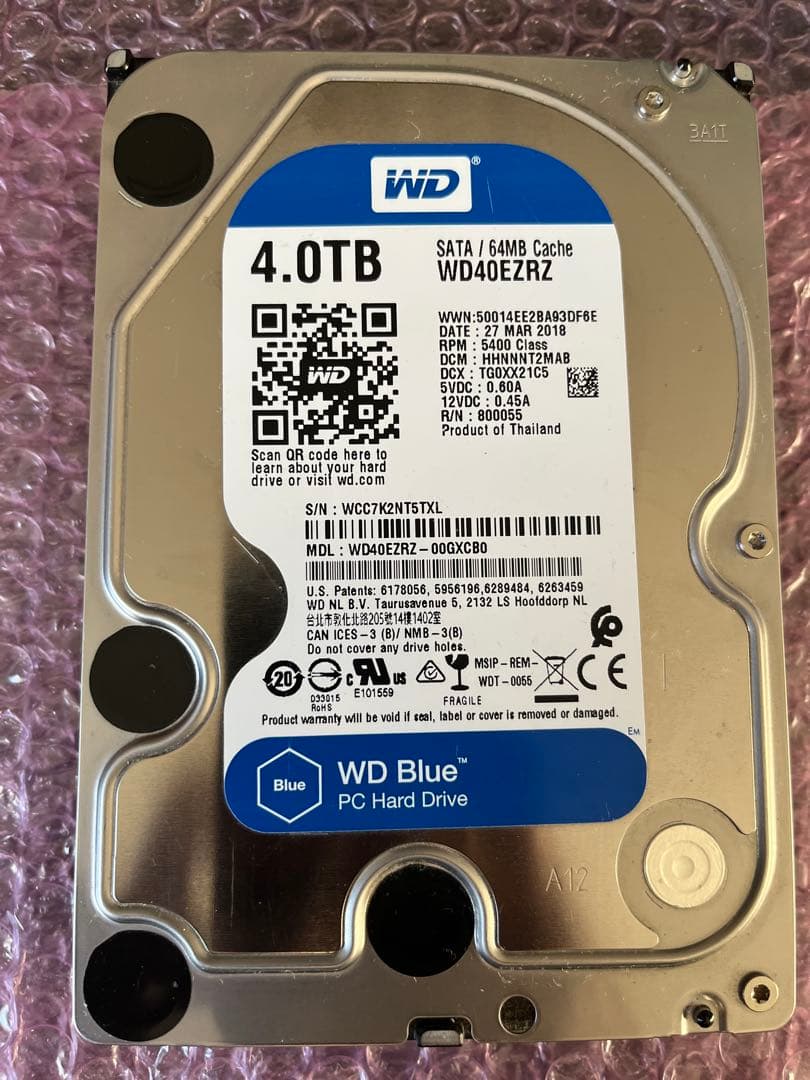 内蔵型ハードディスクドライブ Western Digital Blue WD40EZRZ 4TB HDD