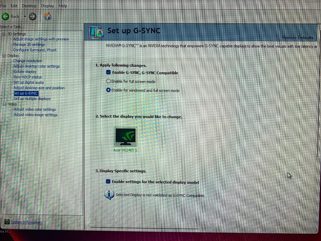 ディスプレイ・モニター本体 Acer VG240Y 24-Inch IPS Full HD165 Hz