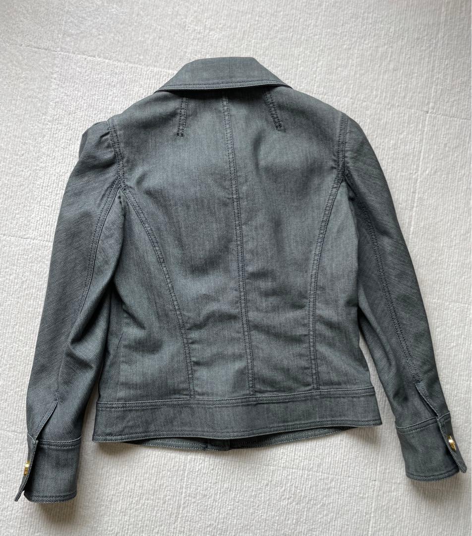 エスカーダ ジャケット 36 デニム風 ゴールドボタン 美シルエット