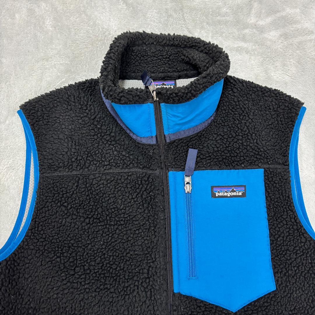 美品 パタゴニア クラシックレトロXベスト サイズS メンズ ブラック×ブルー