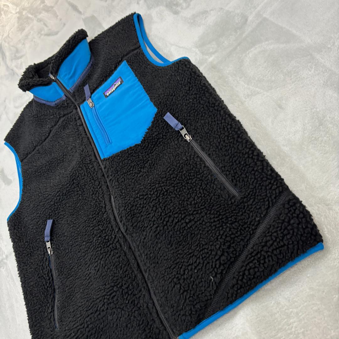 美品 パタゴニア クラシックレトロXベスト サイズS メンズ ブラック×ブルー