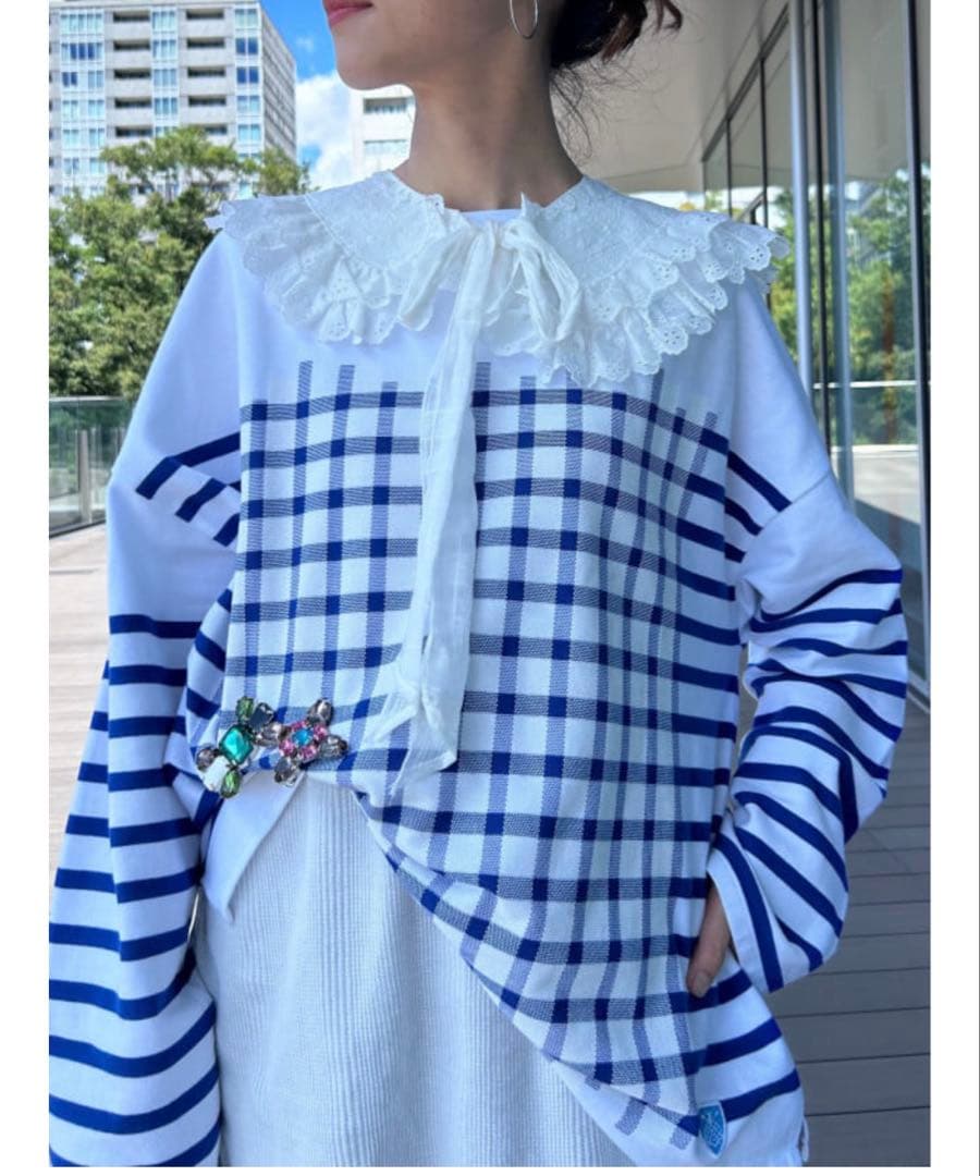 〈ORCIVAL × BEAMS COUTURE〉ギンガムチェックプリントシャツ