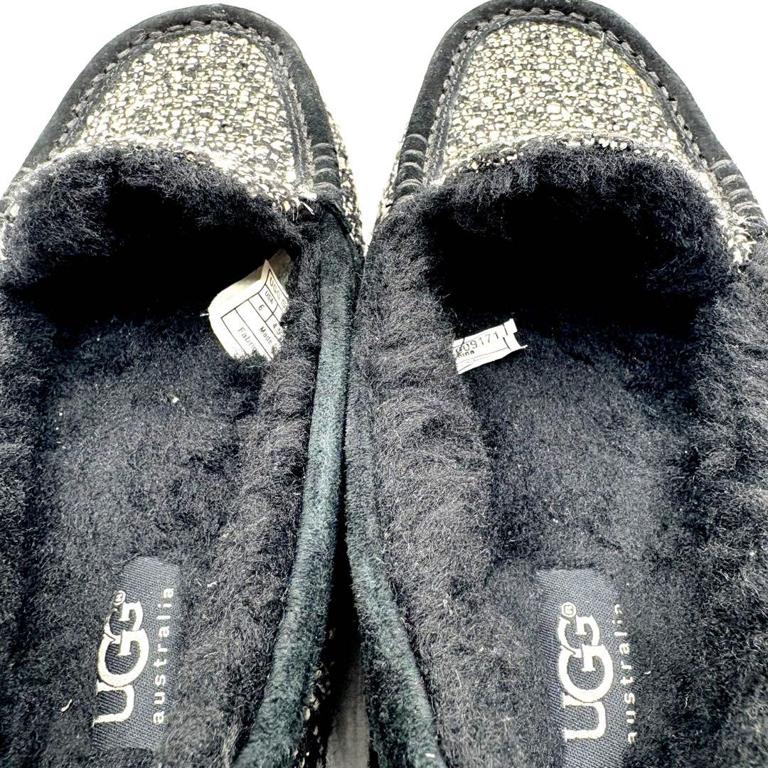 美品✨ UGG ムートン ツイードモカシン スリッポン 【23.0】 ファー
