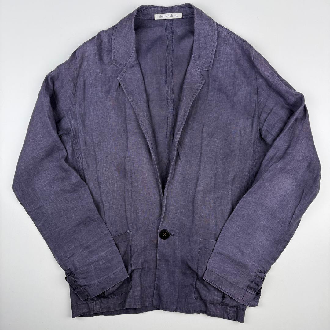 デニスコロン テーラードジャケット シングル リネン XS M相当 ネイビー