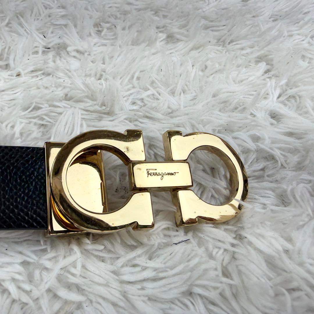 ✨極美品✨ フェラガモ リバーシブルベルト ダブルガンチーニ 黒 紫