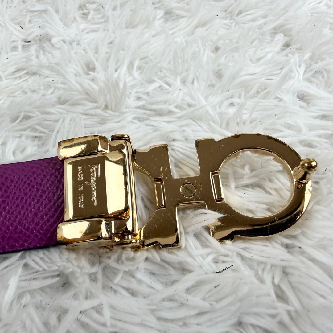 ✨極美品✨ フェラガモ リバーシブルベルト ダブルガンチーニ 黒 紫