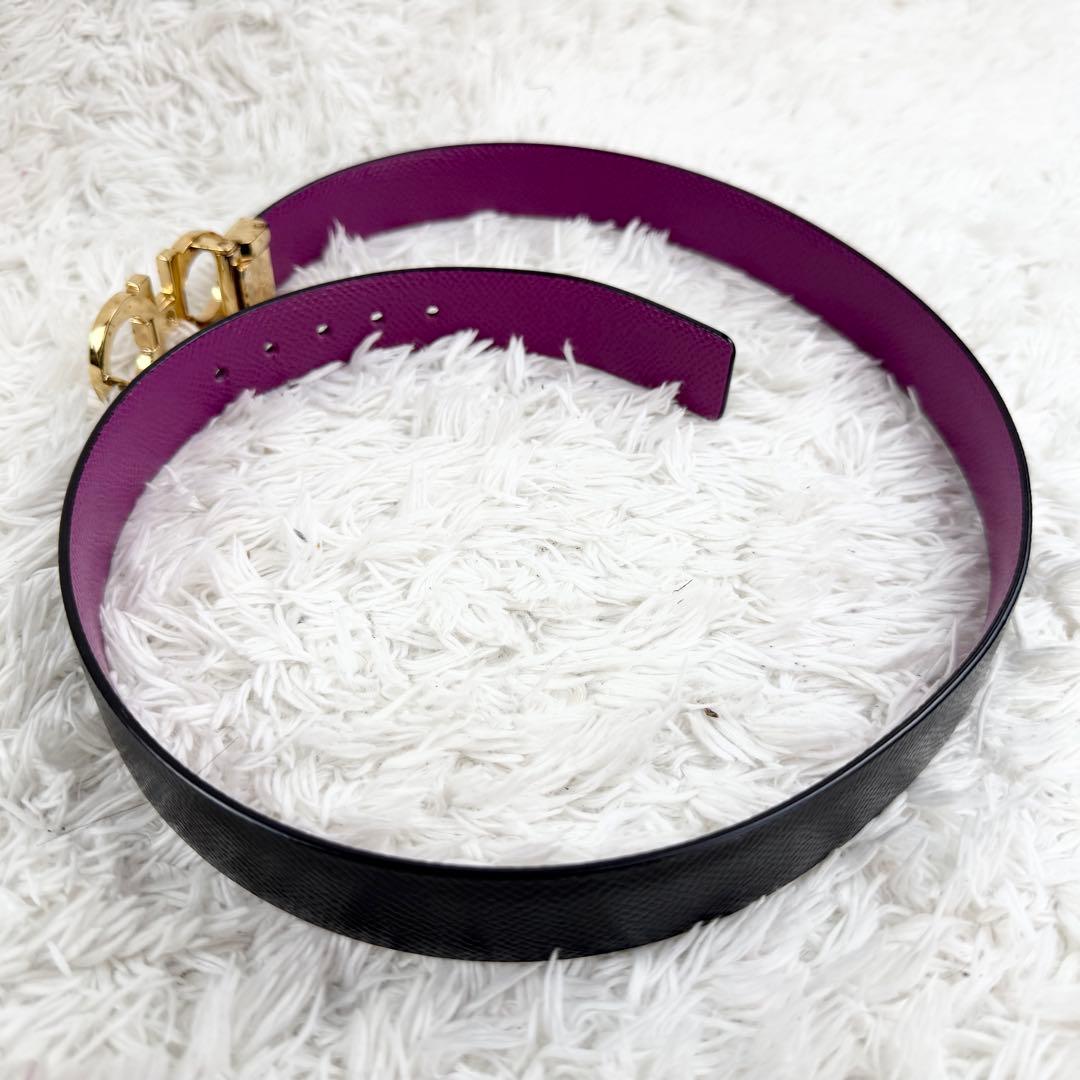 ✨極美品✨ フェラガモ リバーシブルベルト ダブルガンチーニ 黒 紫