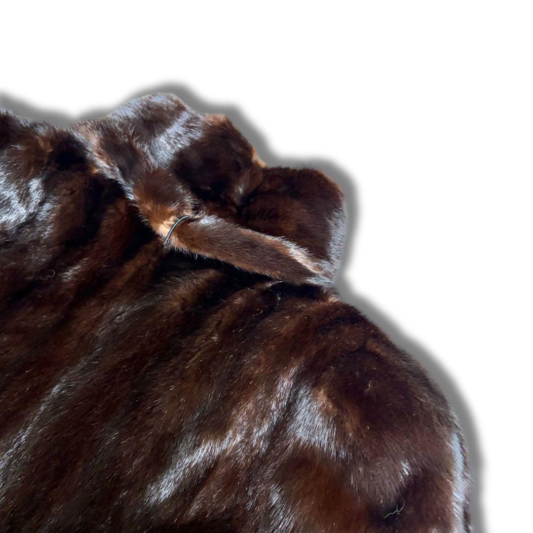 【着丈114cm/裾幅180cm】ダークミンク リアルファーコート 本毛皮 艶◎