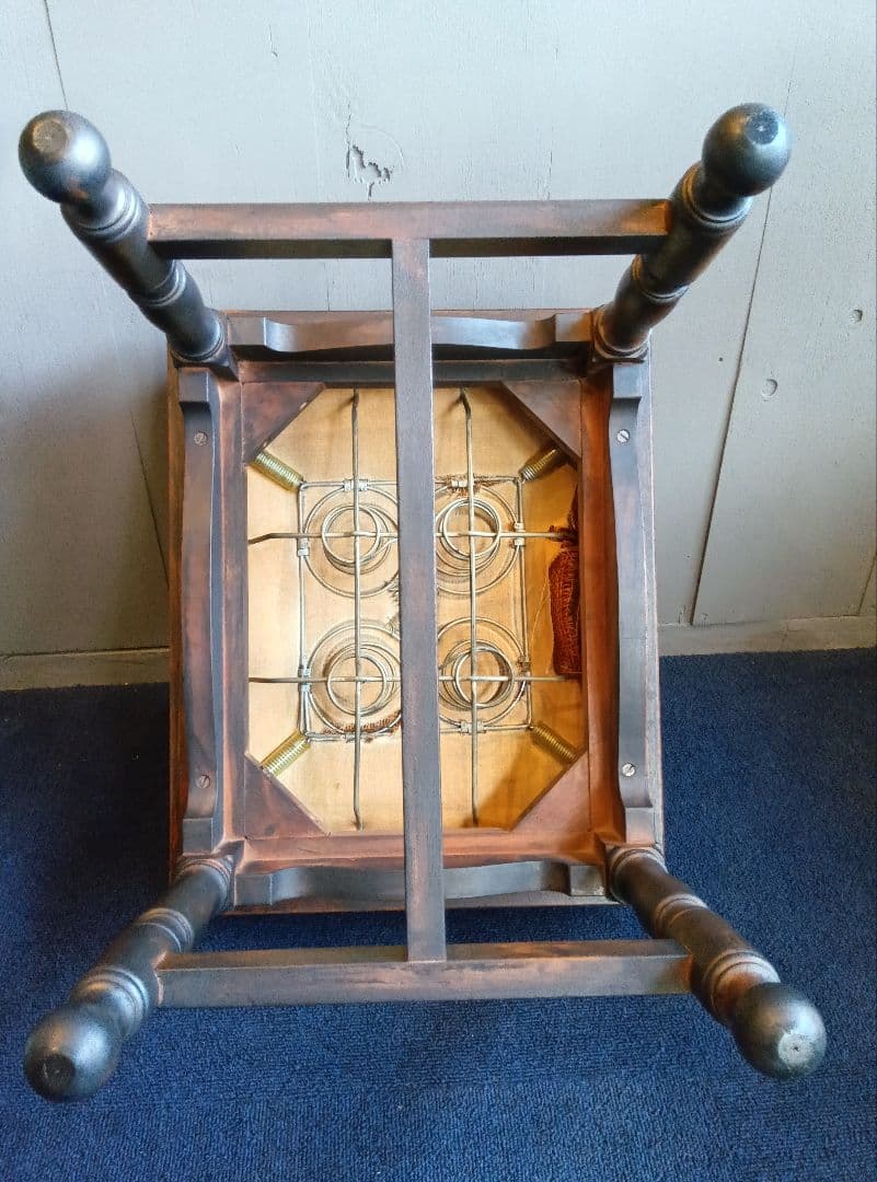 木製クラシックスツール ネイビー　ヴィンテージ　レトロ