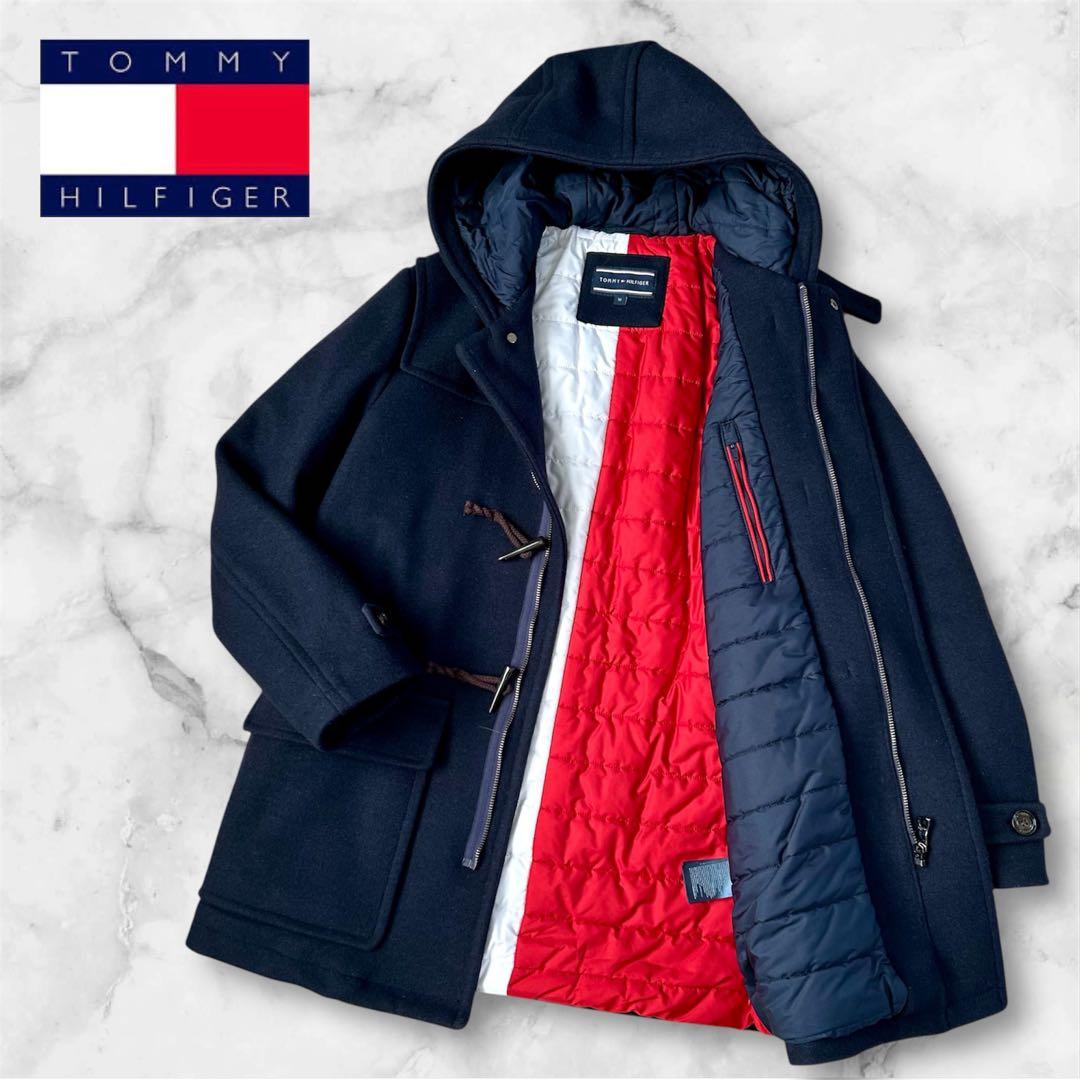 【美品】 トミーヒルフィガー ダッフルコート 中綿 ウール M トリコロール