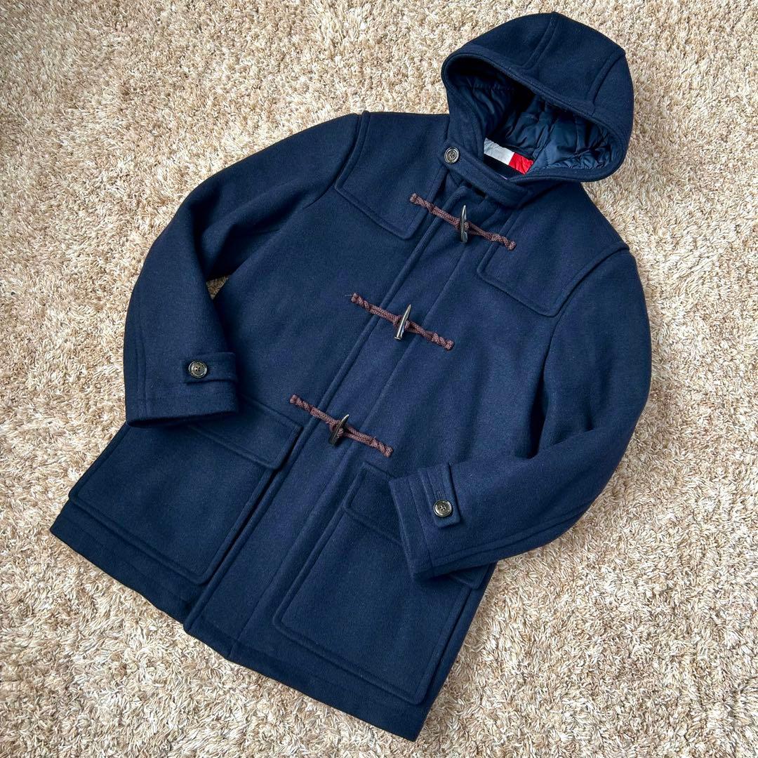 【美品】 トミーヒルフィガー ダッフルコート 中綿 ウール M トリコロール
