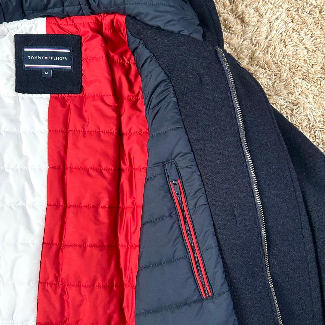 【美品】 トミーヒルフィガー ダッフルコート 中綿 ウール M トリコロール