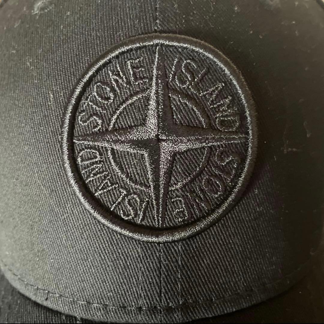 美品 ストーンアイランド　STONE  キャップ 刺繍ロゴ付き 黒