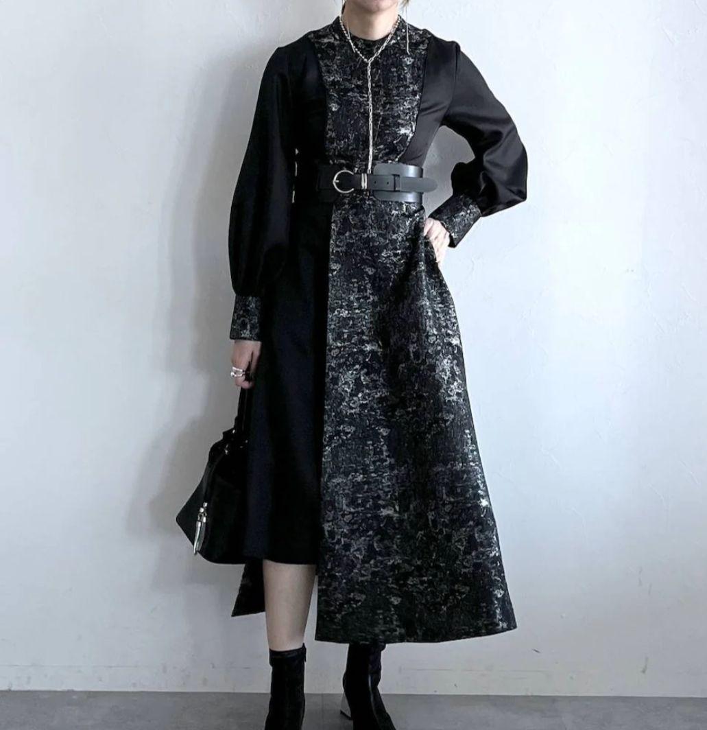 HARE ガラキリカエデザインワンピース ブラック