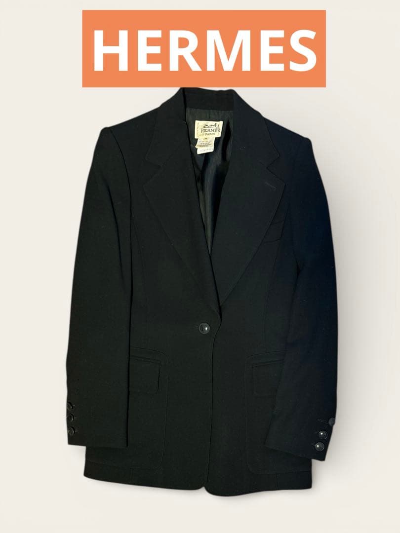 日本正規　HERMES 黒 テーラードジャケット 40 エルメス