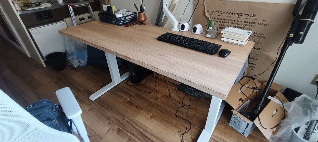 【最終値下げ】昇降デスク　木目調パソコンデスク　広い作業スペース